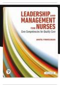 TEST BANK FOR Leadership and Management for Nurses: Core Competencies for Quality Care, 5th EDITION  (Finkelman) Chapter 1 -20