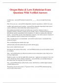 Oregon Rules & Laws Esthetician Exam Questions With Verified Answers