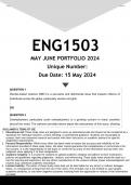 ENG1503 MAY JUNE PORTFOLIO (ANSWERS) Semester 1 2024 - DISTINCTION GUARANTEED