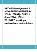 HED4805 Assignment 2  (COMPLETE ANSWERS)  2024 (173892) - DUE 21  June 2024 ; 100%  TRUSTED workings,  explanations and solutions