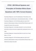 ETHC: 205 Ethical Systems and Principles of Christian Ethics Exam Questions with 100% Correct Answers