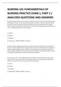 NURSING 101 FUNDAMENTALS OF NURSING PRACTICE EXAM 1, PART 2 / ANALYZED QUESTIONS AND ANSWERS 