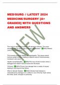 MED/SURG // LATEST 2024  MEDICINE/SURGERY [A+  GRADED] WITH QUESTIONS  AND ANSWERS 
