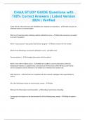 CHAA STUDY GUIDE Questions with 100&percnt; Correct Answers &vert; Latest Version 2024 &vert; Verified