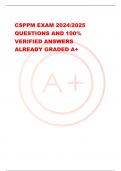 CSPPM EXAM 2024/2025 QUESTIONS AND 100% VERIFIED ANSWERS ALREADY GRADED A+