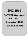 ENG1503 PORTFOLIO ANSWERS SEMESTER 1 DUE 15 MAY 2024