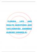FLORIDA LIFE AND HEALTH QUESTIONS AND 100&percnt;VERIFIED ANSWERS ALREADY GRADED A&plus;