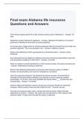 Final exam Alabama life insurance Questions and Answers