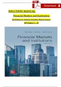 ISE Financial Markets and Institutions 8th Edition SOLUTION MANUAL by Anthony Saunders, Marcia Cornett, All Chapters 1 - 25, Complete Newest Version