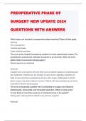 PREOPERATIVE PHASE OF SURGERY NEW UPDATE 2024 QUESTIONS WITH ANSWERS 