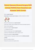 Pyloric Stenosis (General Surgery EOR - Smarty PANCE) Exam Questions and Answers 100% Correct