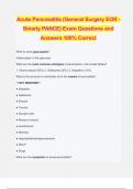 Acute Pancreatitis (General Surgery EOR - Smarty PANCE) Exam Questions and Answers 100% Correct