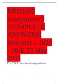 HRD2602 Assignment 5 &lpar;COMPLETE ANSWERS&rpar; Semester 1 2024 - DUE 22 May 2024