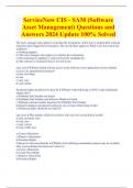 ServiceNow CIS - SAM &lpar;Software  Asset Management&rpar; Questions and  Answers 2024 Update 100&percnt; Solved