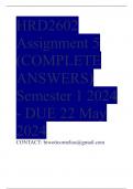 HRD2602 Assignment 5 &lpar;COMPLETE ANSWERS&rpar; Semester 1 2024 - DUE 22 May 2024
