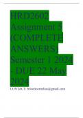 HRD2602 Assignment 5 &lpar;COMPLETE ANSWERS&rpar; Semester 1 2024 - DUE 22 May 2024