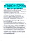 COMPETENCY 1 FTCE ESE, FTCE EXCEPTIONAL STUDENT EDUCATION K-12 (COMPETENCY 7) 310 QUESTIONS WITH CORRECT ANSWERS|100% verified