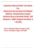 Solutions Manual with Test Bank for Advanced Accounting 12th Edition (Global Edition) By Floyd Beams Joseph Anthony Bruce Kenneth Smith (All Chapters, 100% Original Verified, A+ Grade)