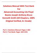 Solutions Manual with Test Bank for Advanced Accounting 12th Edition By Floyd Beams Joseph Anthony Bruce Kenneth Smith (All Chapters, 100% Original Verified, A+ Grade)