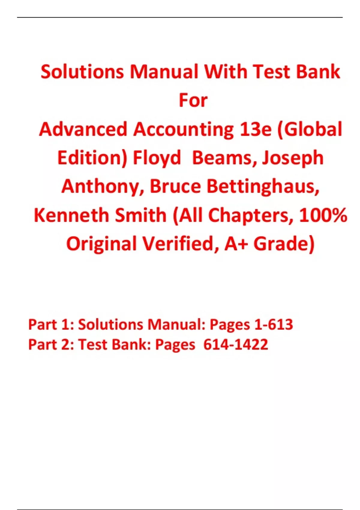Solutions Manual with Test Bank for Advanced Accounting 13th Edition ...