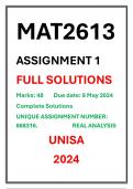 MAT2613 Assignment 1 Complete Solutions UNISA 2024 REAL ANALYSIS I