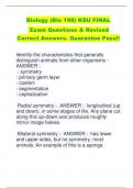 Biology (Bio 198) KSU FINAL Exam Questions & Revised  Correct Answers. Guarantee Pass!!