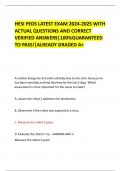 HESI PEDS LATEST EXAM 2024-2025 WITH  ACTUAL QUESTIONS AND CORRECT  VERIFIED ANSWERS|100%GUARANTEED  TO PASS!|ALREADY GRADED A+