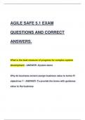 AGILE SAFE 5.1 EXAM  QUESTIONS AND CORRECT  ANSWERS.