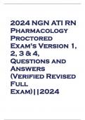 2024 NGN ATI RN Pharmacology Proctored Exam's Version 1, 2, 3 & 4, Questions and Answers (Verified Revised Full Exam)||2024