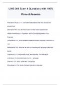 LING 301 Exam 1 Questions with 100&percnt; Correct Answers