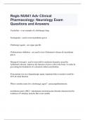  Regis NU641 Adv Clinical Pharmacology: Neurology Exam Questions and Answers