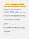 HAWAII PUBLIC ADJUSTER EXAM QUESTIONS AND ANSWERS 100&percnt; PASS