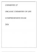 CHEMISTRY 27 ORGANIC CHEMISTRY OF LIFE COMPREHENSIVE EXAM 2024.