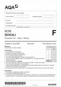 AQA GCSE BENGALI QUESTION PAPER AND MARK SCHEME BUNDLE 2023 [8638/WF: Writing Foundation Tier]