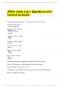 APEA Derm Exam Questions with Correct Answers (1)