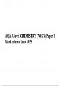 AQA A-level CHEMISTRY (7405/3) Paper 3 Mark scheme June 2023.