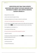 MEDICATION AIDE FINAL EXAM UPDATED QUESTIONS AND CORRECT DETAILED ANSWERS WITH RATIONALES &lpar;CORRECT AND VERIFIED ANSWERS&rpar; ALREADY GRADED A&plus;