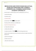 MEDICATION AIDE STATE EXAM 2024 ACTUAL EXAM 200 QUESTIONS AND CORRECT ANSWERS &lpar;ALL POSSIBLE QUESTIONS&rpar; ALREADY GRADED A&plus;