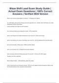 Blaze Shift Lead Exam Study Guide &vert; Actual Exam Questions &vert; 100&percnt; Correct Answers &vert; Verified 2024 Version