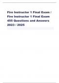 Fire Instructor 1 Final Exam /  Fire Instructor 1 Final Exam 455 Questions and Answers  2023 / 2025 Performance standards for fire instructors are identified in - ANSWER-NFPA 1041 When given a topic for instructional delivery, an instructor  should determ
