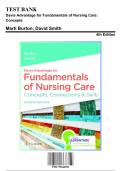 Test Bank: Davis Advantage for Fundamentals of Nursing Care: Concepts, 4th Edition by Marti Burton - Chapters 1-38, 9781719644556 | Rationals Included