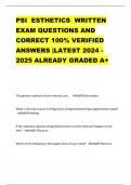 PSI ESTHETICS WRITTEN EXAM QUESTIONS AND CORRECT 100&percnt; VERIFIED ANSWERS &vert;LATEST 2024 - 2025 ALREADY GRADED A&plus;