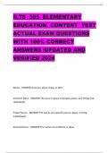 ILTS 305 ELEMENTARY EDUCATION CONTENT TEST ACTUAL EXAM QUESTIONS WITH 100% CORRECT ANSWERS |UPDATED AND VERIFIED 2024