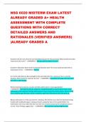 NSG 6020 MIDTERM EXAM LATEST  ALREADY GRADED A+ HEALTH  ASSESSMENT WITH COMPLETE  QUESTIONS WITH CORRECT  DETAILED ANSWERS AND  RATIONALES (VERIFIED ANSWERS)  |ALREADY GRADED A