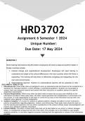 HRD3702 Assignment 6 (ANSWERS) Semester 1 2024 - DISTINCTION GUARANTEED