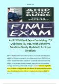 AHIP 2024 Final Exam Containing 169 Questions (53 Pgs.) with Definitive Solutions Newly Updated/ A+ Score Solutions