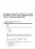 Test Bank for Priorities in Critical Care Nursing, 9th Edition, Linda D. Urden, Kathleen M. Stacy, Mary E. Lough Latest Edition 2024.
