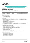 2023 AQA A-level ENGLISH LANGUAGE 7702/1 Paper 1 Language, the individual and  society Question Paper & Mark scheme (Merged) June 2023 [VERIFIED] A-level ENGLISH LANGUAGE