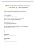 Pharmacy Technician Study Guide Exam Questions With Verified Answers