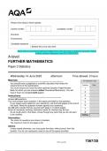 2023 AQA A-level FURTHER MATHEMATICS 7367/3S Paper 3 Statistics Question Paper  & Mark scheme (Merged) June 2023 [VERIFIED]